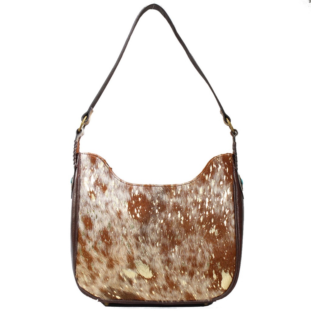 Cow Print Leather Conceal Carry Shoulder Bag